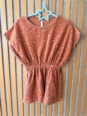 Rylee & Cru Rust Orange Elastic Waist Swim Coverup with Rainbow Print